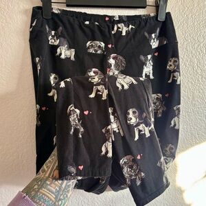 Black Leggings Pants with Dog Pattern